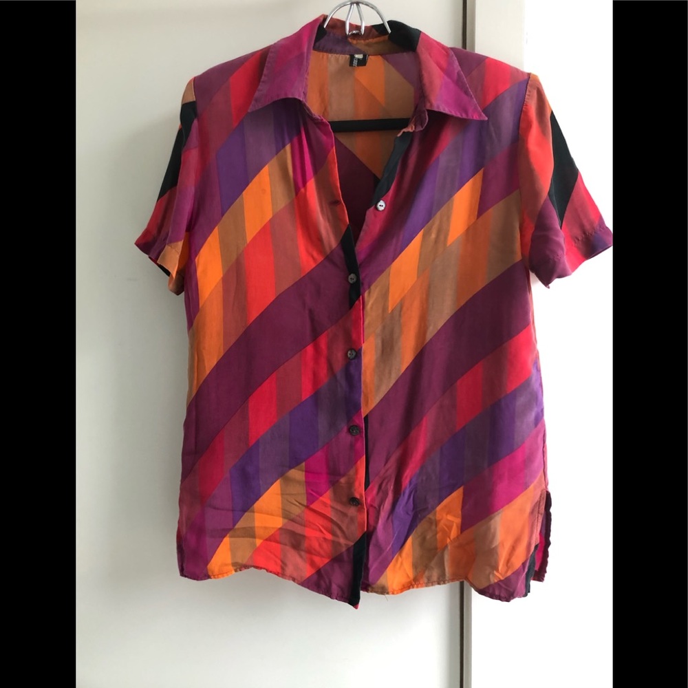 Sz small vintage silk button down